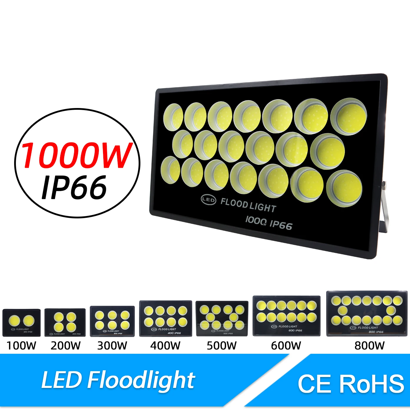 Luce di inondazione a LED 1000W 800W 500W 400W 300W 200W 100W AC 220V Proiettore da parete per esterni Faretto IP66 Lampione stradale a LED impermeabile