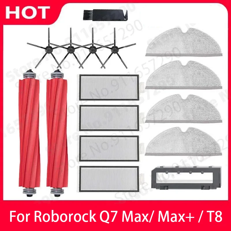 Roborock Q7 Max / Max+ / T8 Ersatzteile Hauptbürste Seitenbürste Hepa-Filter Wischlappen Abdeckung Ersatz Staubsauger Zubehör