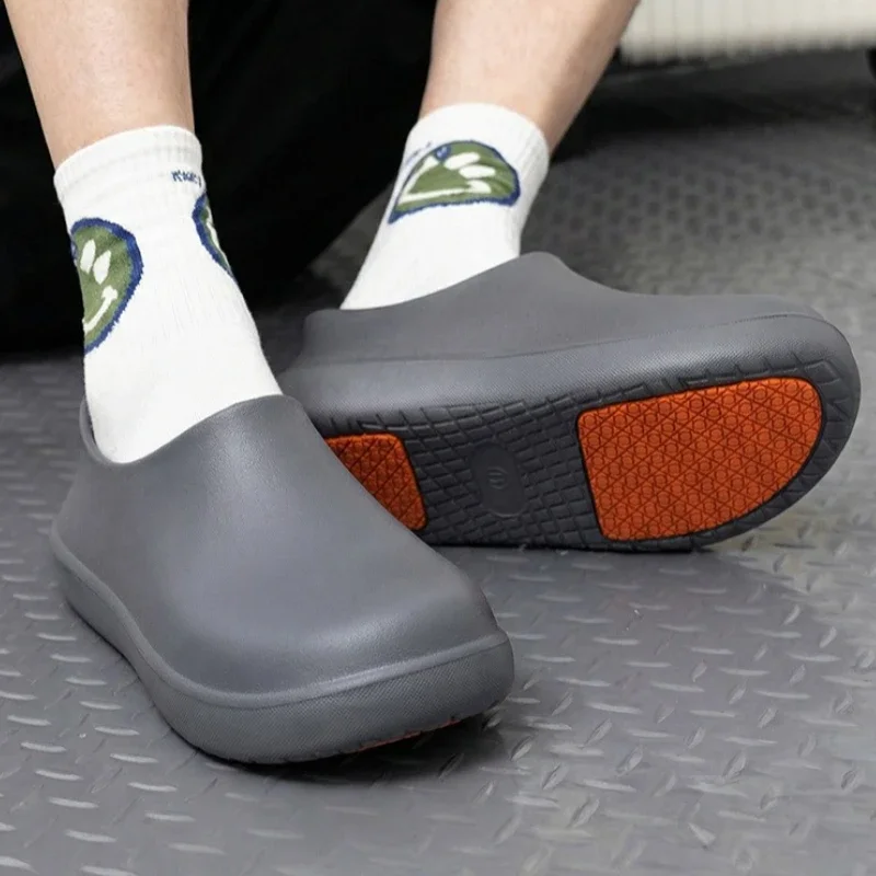 Men's Professional Chef Non-Slip Shoes, Oil-Resistant, Waterproof, Breathable, Durable, Lightweight Work Sandals for Restaurant