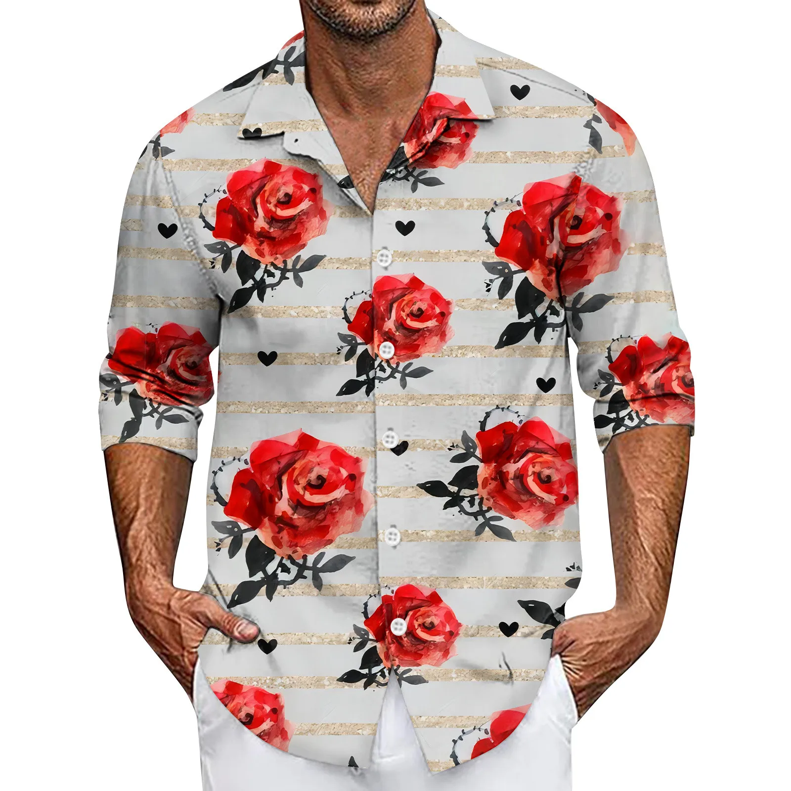 

New Camisas De Lujo Hombres Men's Summer New Loose Print Long Sleeve Shirt Cardigan Beach Shirt кофта Men Dress Shirt