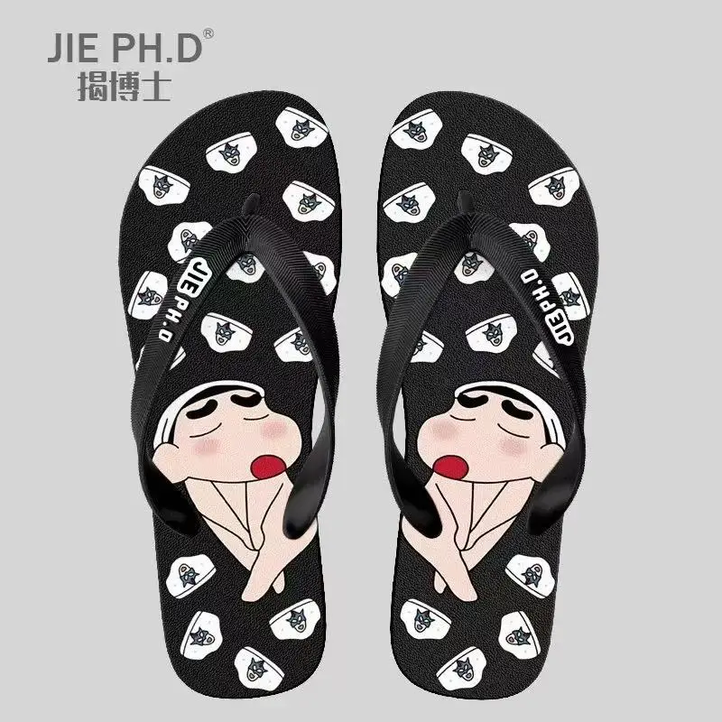 

drop shipping plus big size man slipper 2025 new Crayon Shin-chan summer popular soft bottom white black man slipper for women