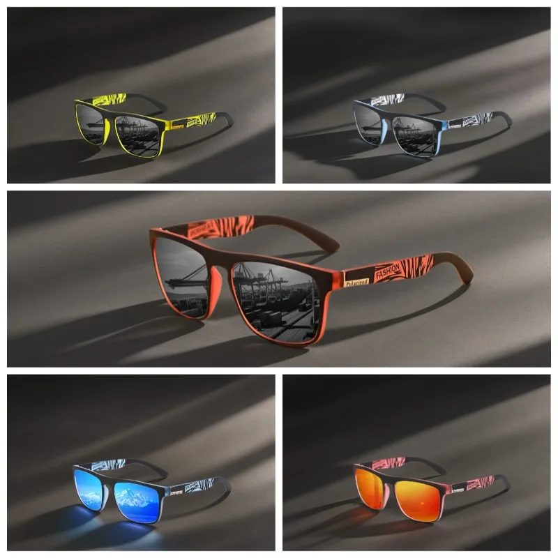 1/5 Stück Polarisierte Sonnenbrillen Unisex Bunter Quadratischer Rahmen für Outdoor-Sport & Fotografie UV-Schutz