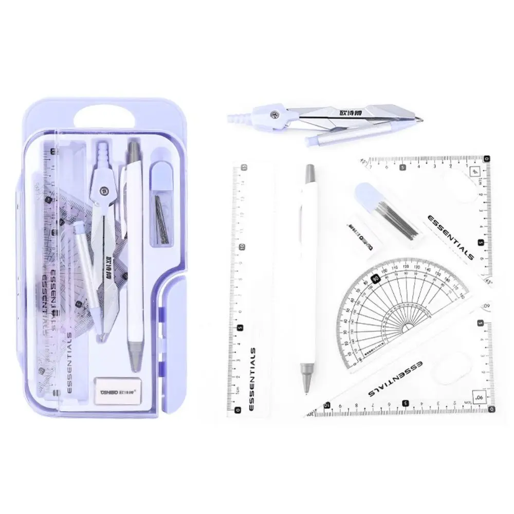 متعددة الوظائف حاكم البوصلة مجموعة مسطرة قياس المنقلة رسم القرطاسية مسطرة مستقيمة قلم رصاص البوصلة عدة اللوازم المدرسية #6