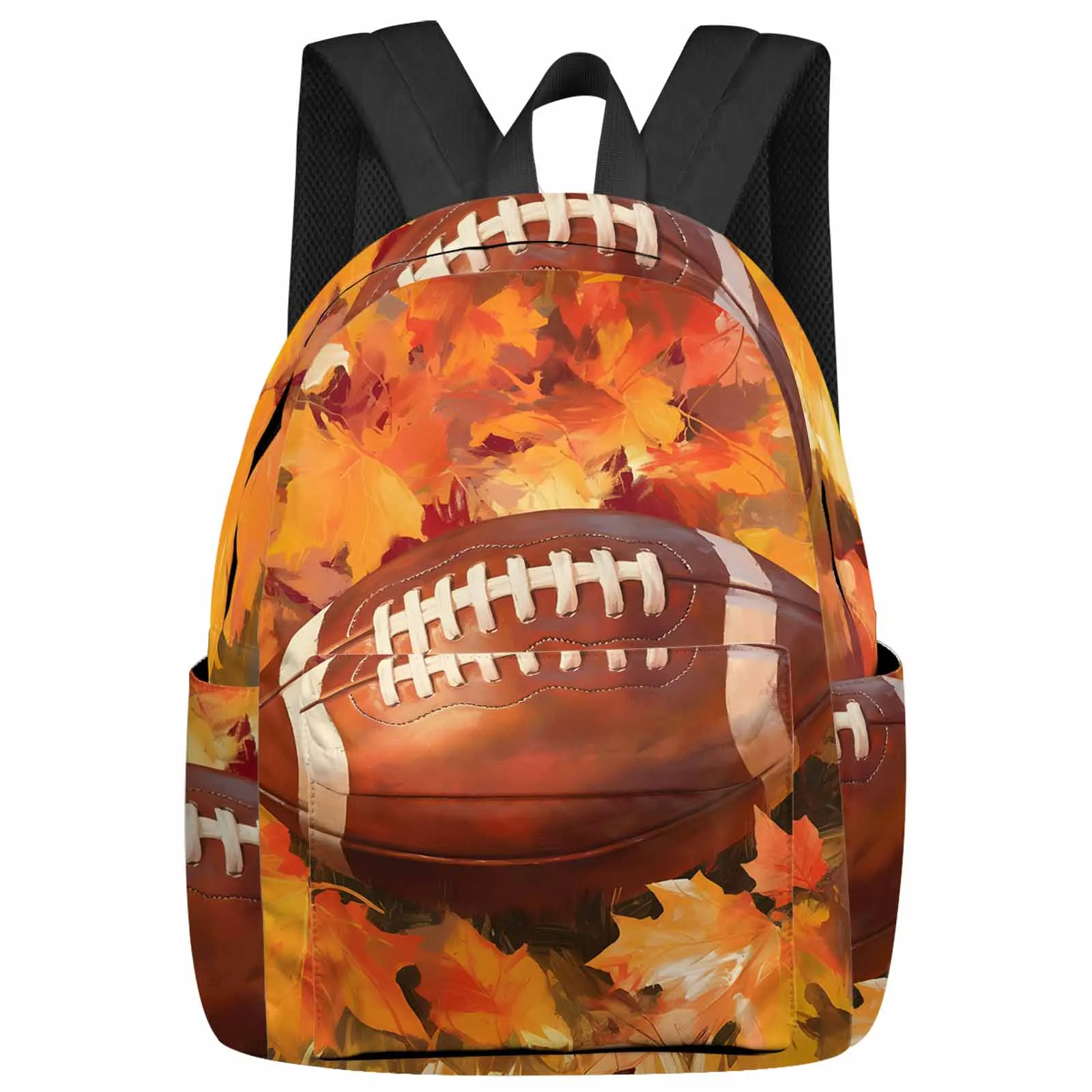 Autumn Maple Leaf Rugby Backpack Teenagers Student School Bags Laptop Custom Backpack for Men Women Travel Bag