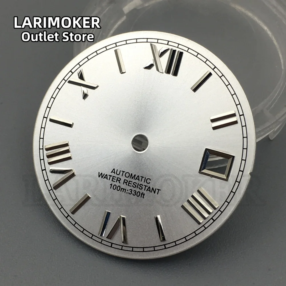 LARIMOKER ساعة الطلب 29 مللي متر الأرقام الرومانية Sunburs الطلب نافذة التاريخ لا مضيئة ل NH35 ETA2824 ميوتا 8215 حركة الملحقات