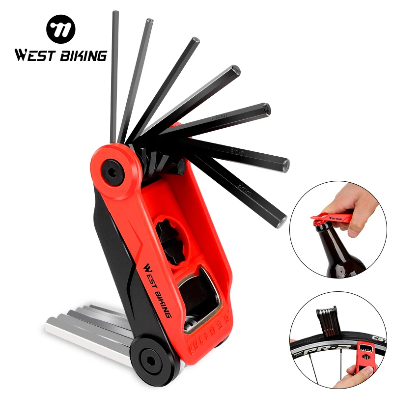 WEST BIKING Bicycle Tools Kit Cycling Repair Hex Allen Wrench Bottle Opener Tire Lever Multitool Set MTB Road Bike Repair Tool