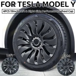 4 pezzi 19 pollici ruota Hubcap prestazioni di ricambio tappo ruota destra e sinistra copertura completa del cerchione accessori per Tesla Model Y 2020-2024