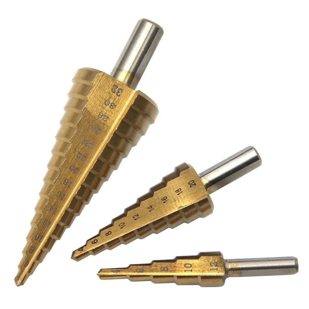 4-12/4-20/4-32mm Triangular Handle Straight Groove Ladder Drill 3/6/8 Saw Drill Tower Drill Hole Opening Tool 6pc Drill Bit Set