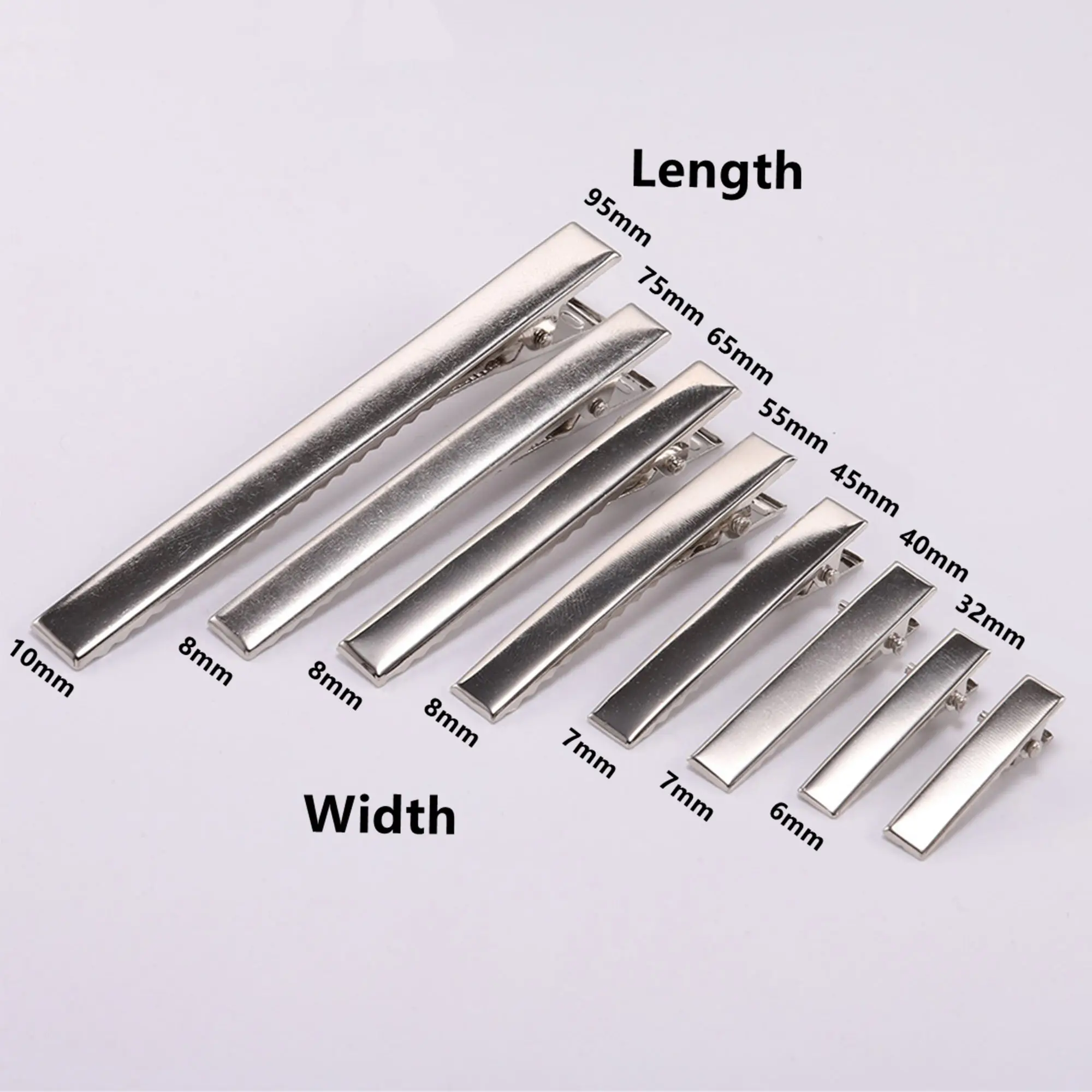 100 Stück 32mm-95mm Metall-Krokodilklemmen Entenschnabel-Haarspangen Einzellige Krokodilklemmen für DIY Schmuck Haaraccessoires – Detail 3