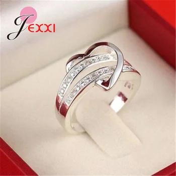 Bague en argent Sterling 925 pour femme, bijou féminin élégant, à Double rangée, en forme de cœur, 925