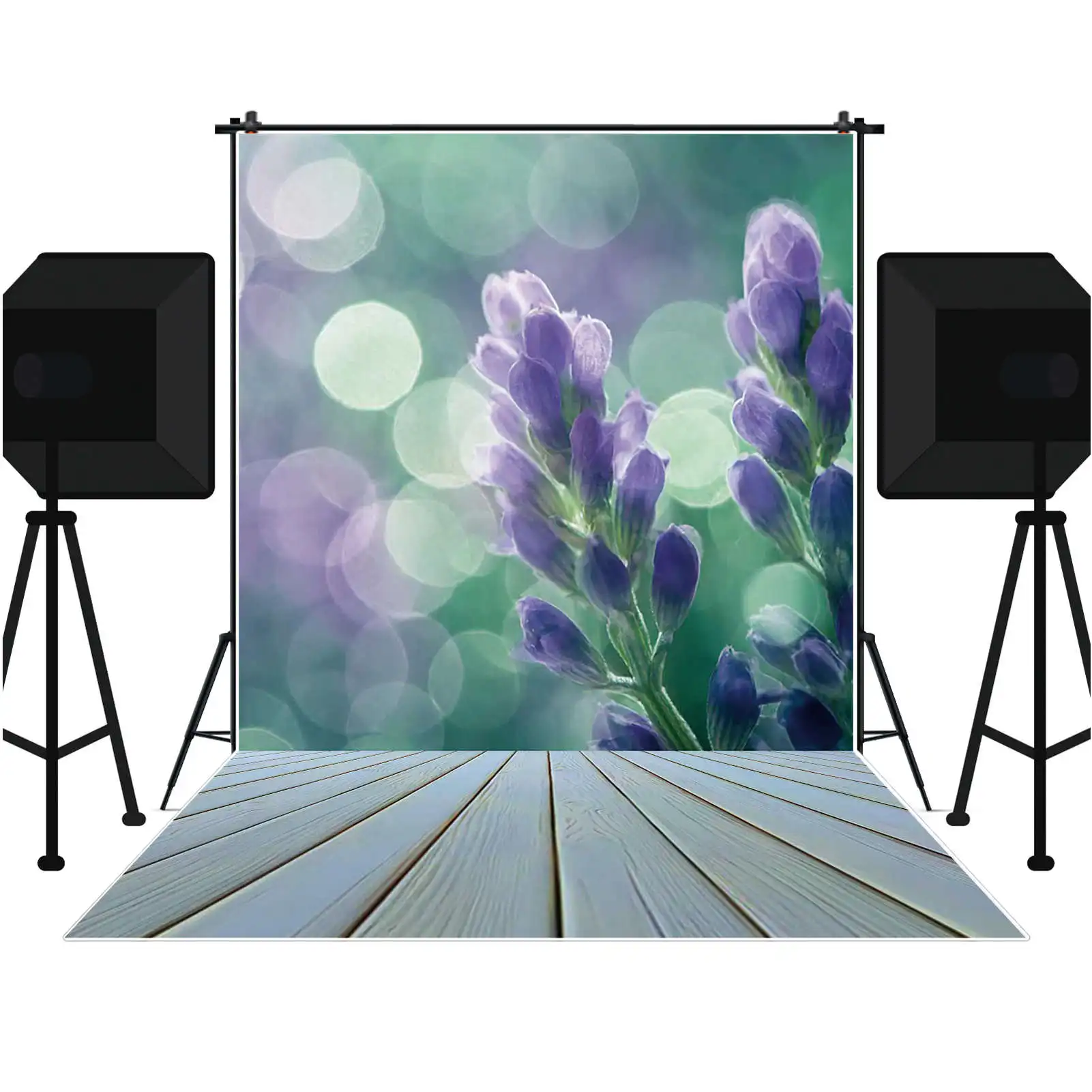 MOON.QG Floral Flowers Wooden Board Backdrop Spring Women Children Portrait Studio Background Birthday Product Photography Props