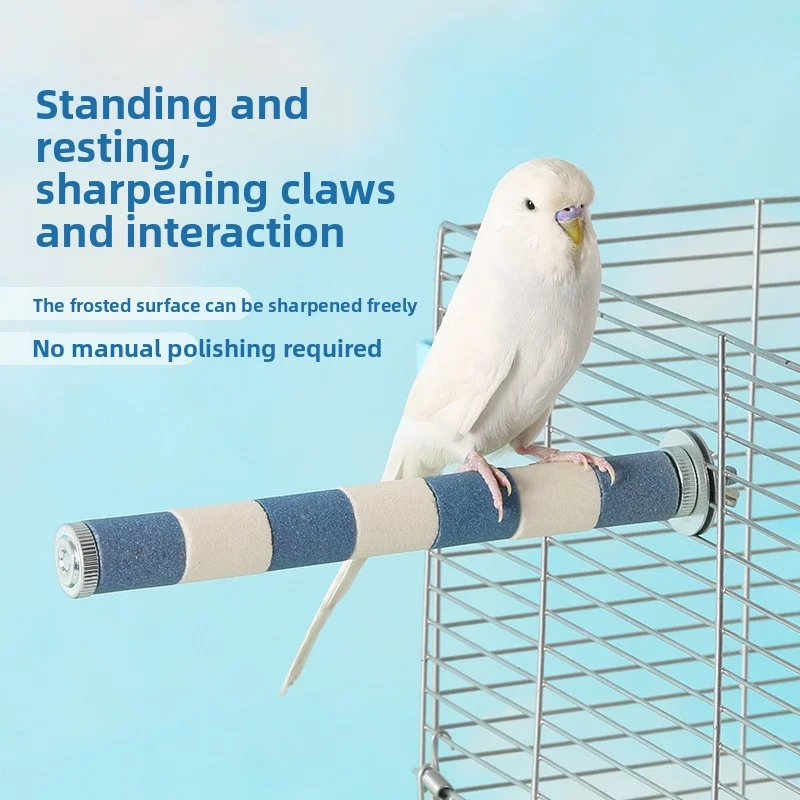 

Bird Supplies For Parrot Claw Grinding Stick Frosted Bird Station Pole Grinding Mouth Toy Resting And Playing Bird Platform