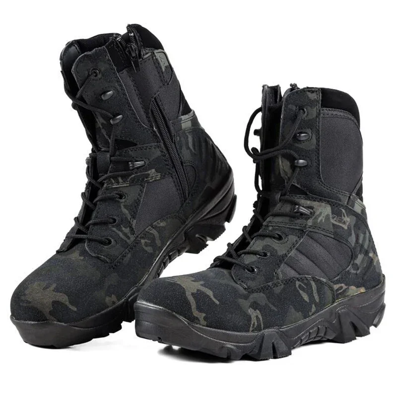 Camouflage Combat Boots Men Work Safty Shoes Men Desert Tactical Boots Autumn Winter Special Force Ankle Boots Men