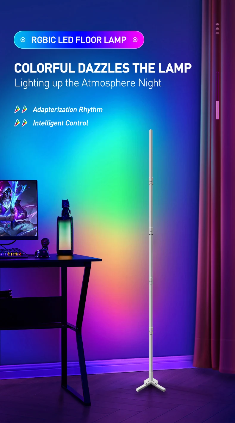 200cm Tuya RGB Floor Lamp Smart APP Remote Control Modern Corner Floor Light Atmospheric LED Stand Lighting Festival Decoration