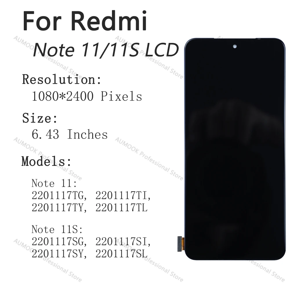 Schermo LCD Per Xiaomi Redmi Note 11s (6.43'') Con Cornice – Compatibile Modelli 2201117SG/SI/SY/SL, Touch 3D