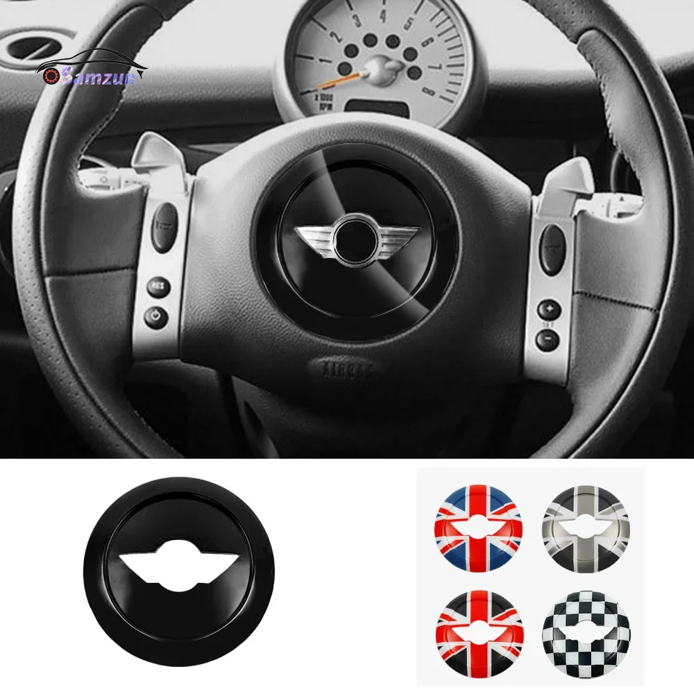 For MINI Cooper R50 R52 R53 Interior Trim Sticker Accessories Car Steering Wheel Center Cover Styling Decoration Middle Panel