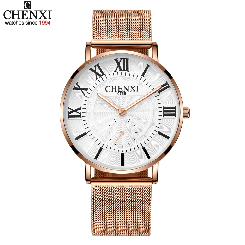 CHENghts-Montre à quartz ultra fine pour homme, montres-bracelets d'affaires analogiques, horloge en acier inoxydable, montres étanches pour homme, marque de luxe