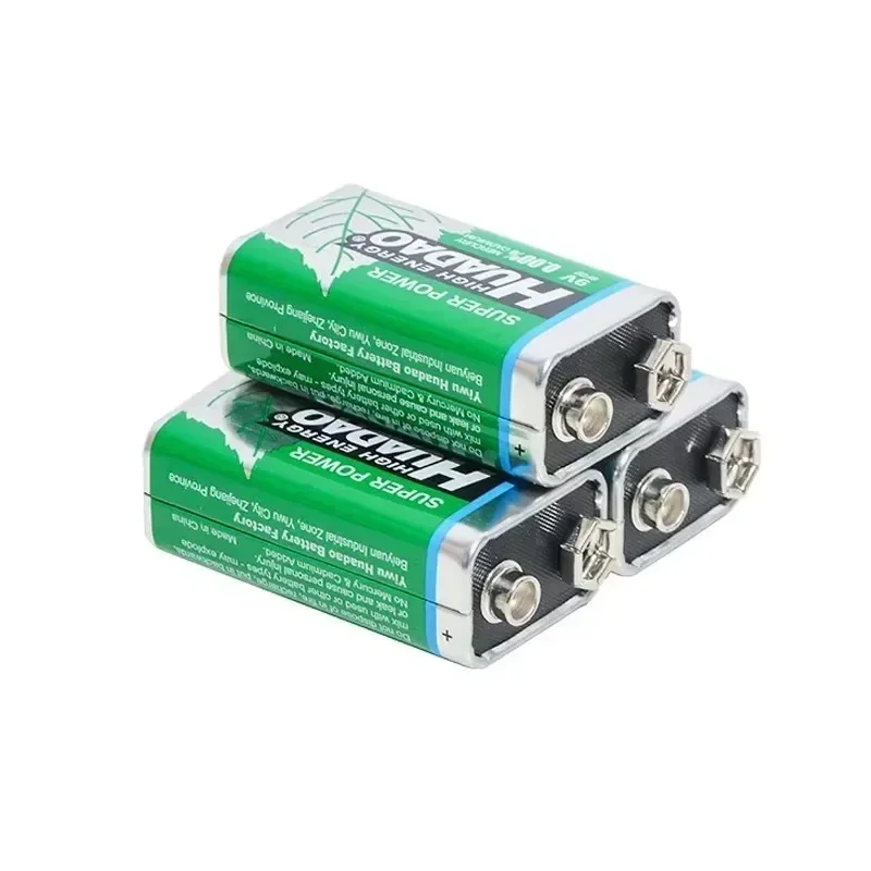 1100mAh 9V Battery Dry Cell 6F22 9 Volt Disposable Carbon Battery for Microphone Multimeter Smoke Alarm Walkie Talkie
