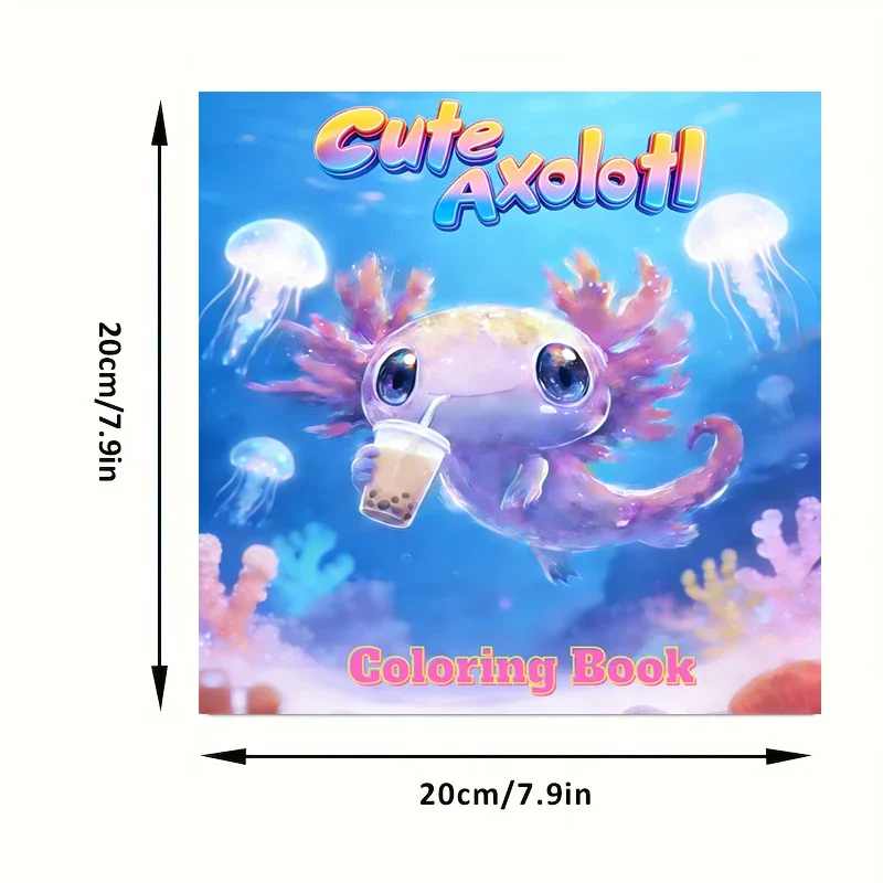 Cute Axolotl Bold-easy Patterns Coloring Book for Adults Cute Drawing Book Perfect Gift for Birthday Back to School Art Supplies