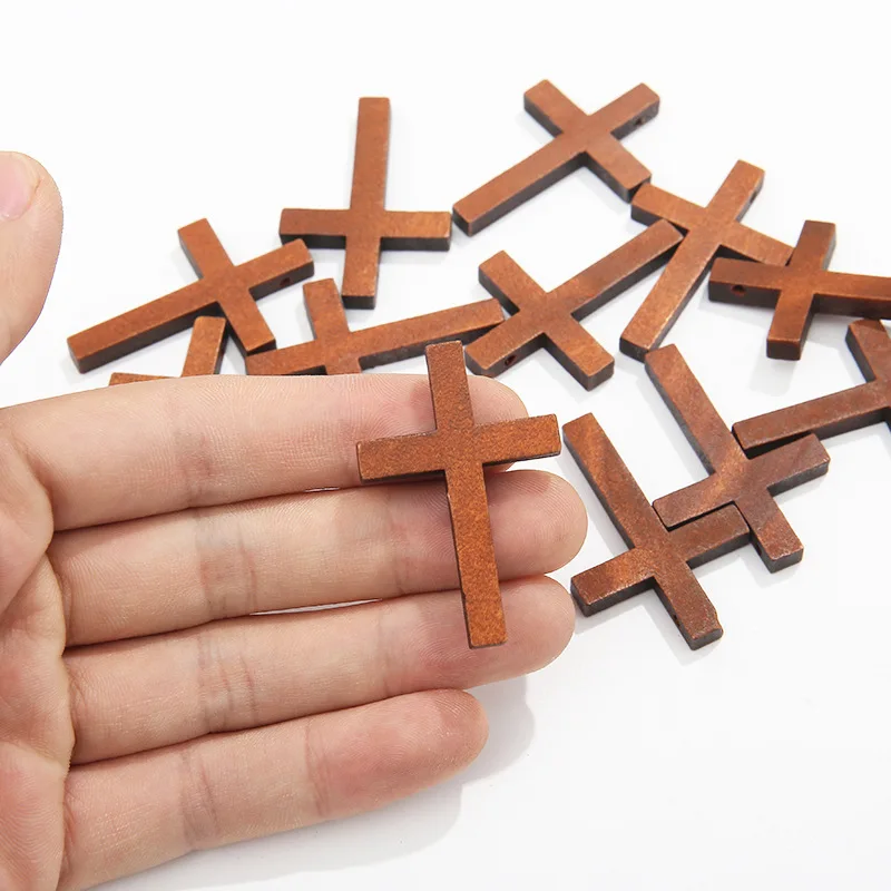 5Pcs 4X3ซม.ข้ามไม้จี้หัตถกรรม DIY Handmade ไม้ผลิตภัณฑ์ตกแต่งอุปกรณ์เสริม
