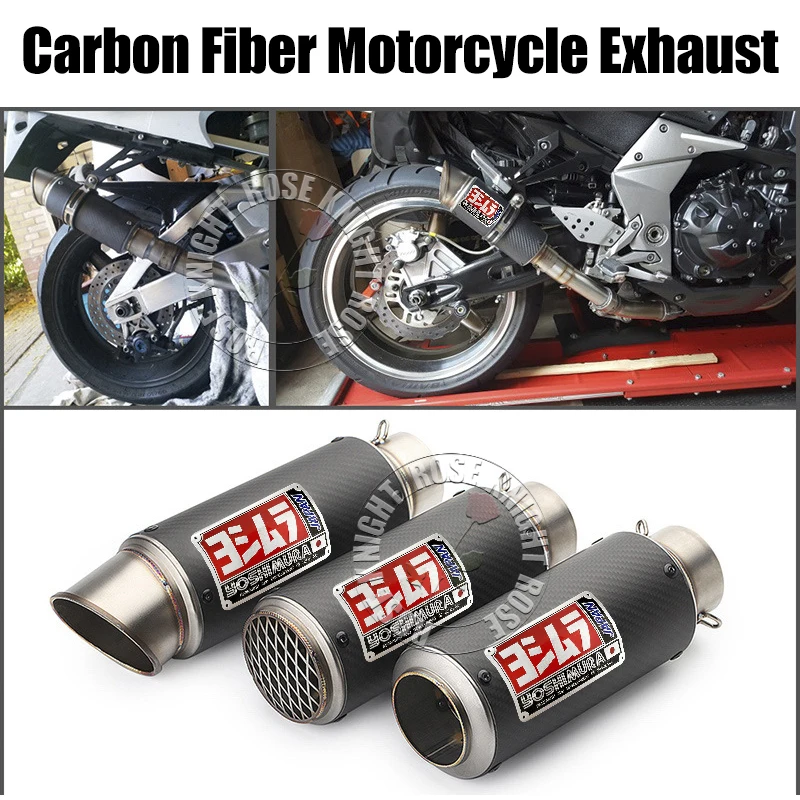 

51mm 60mm Carbon Fiber Motorcycle Yoshimura Exhaust Muffler Escape for Honda Kawasaki Yamaha Suzuki Exhaust Modified Parts