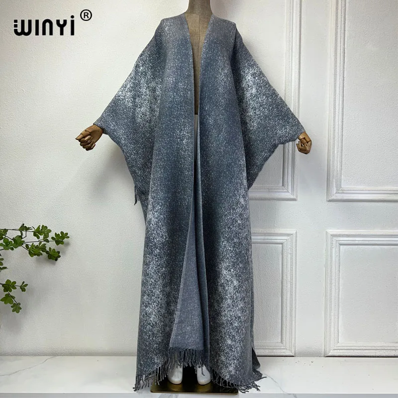 

WINYI cotton feel Pleated dress Beach Wear caftan for women Cardigan Hot Gradient color party cloak tassels kimono fashion abaya