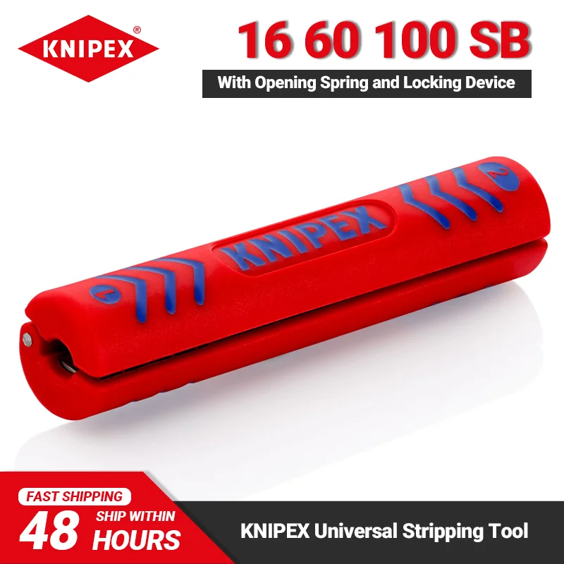 

KNIPEX 16 60 100 SB Stripper 100mm Length 20Grams Universal Stripping Tool with Opening spring and Locking Devicefor Coax Cable