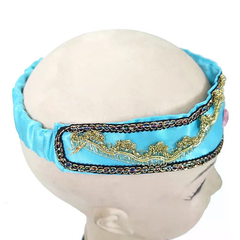 Girls Jasmine Blue Headbands Large Crystal Children Headwear Arabian Princess Hair Bands For Cosplay Party Hair Accessories