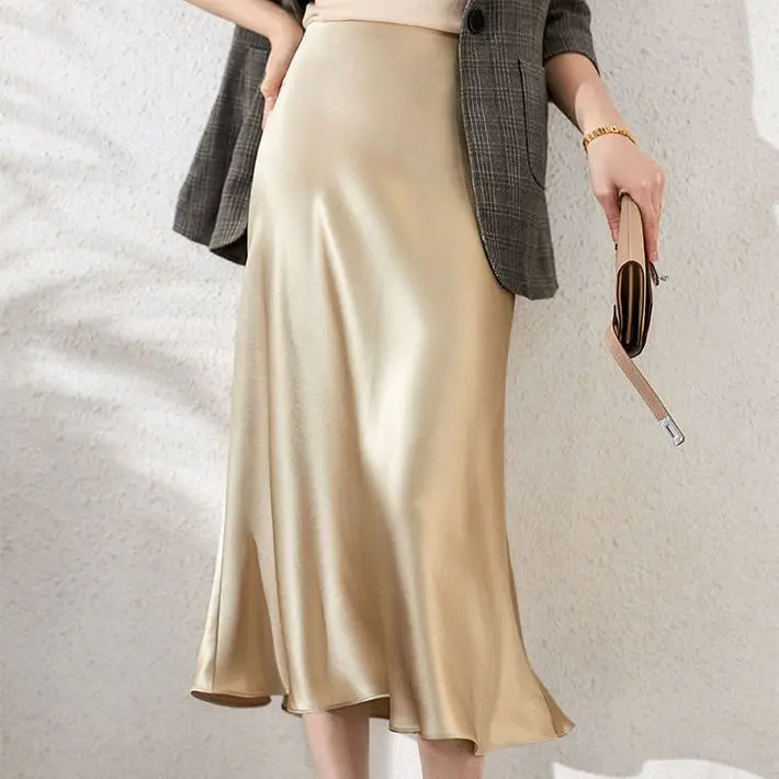 

Women's 2024 Spring and Autumn Season New High Waist A-line Half Skirt Office Women's Elegant Fashion Tight Horn Skirt P744