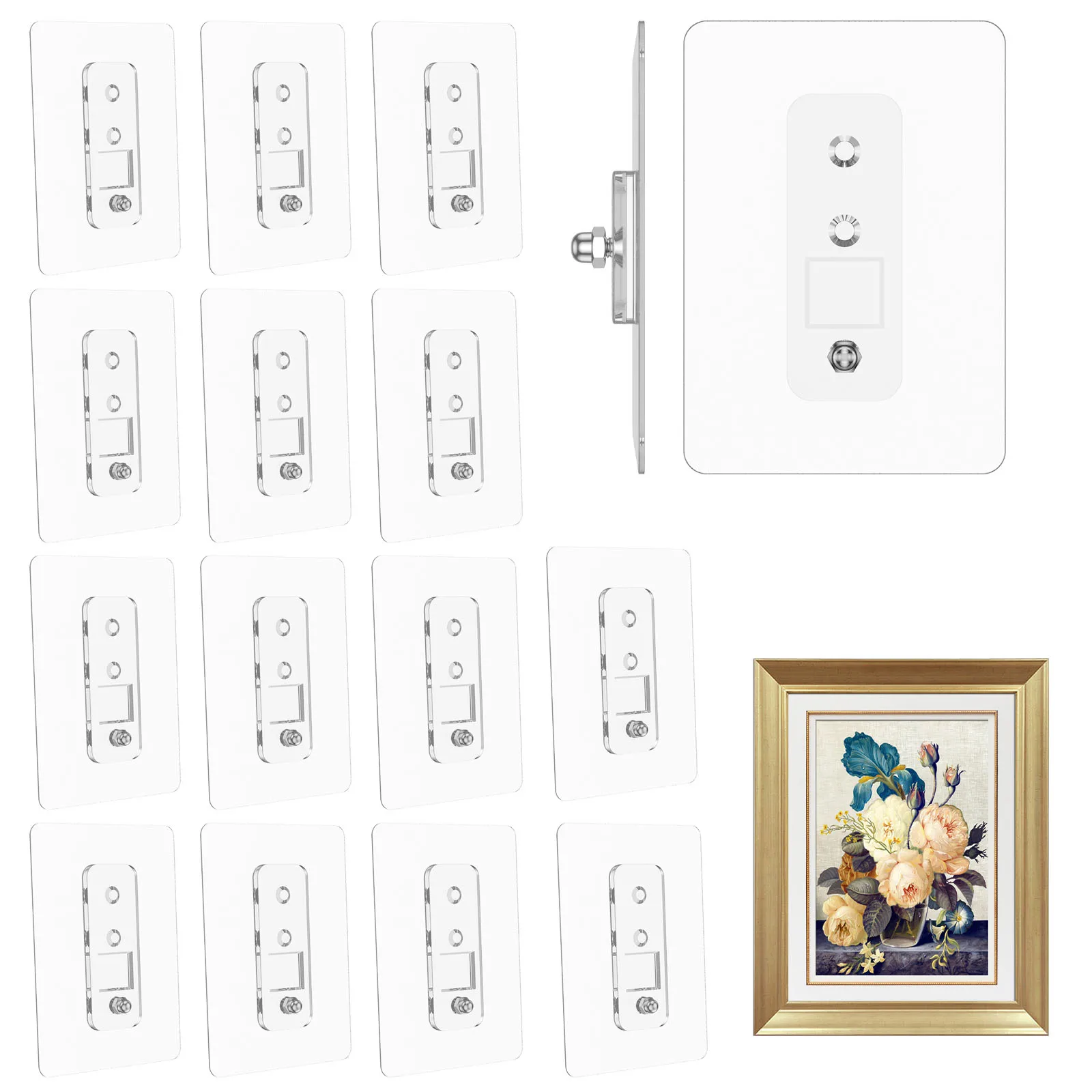 16Pcs Adhesive Wall Picture Hooks Transparent No Drill Frame Poster Hanger Waterproof Kitchen Bathroom Accessories Screw Hook