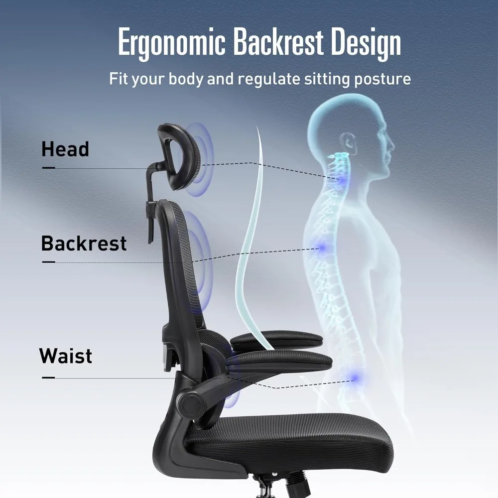 Office Desk Chair with Lumbar Support High Back Mesh Office Chair Computer Desk Chair, Adjustable Headrest