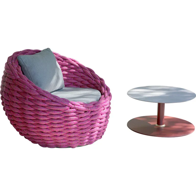 Outer courtyard sofa, villa garden terrace living room leisure single furniture balcony rope rattan lazy