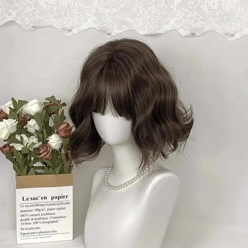 شعر مستعار فتاة لوليتا شعر مجعد قصير جديد الصوف لفة الشعر القصير محاكاة الشعر Jk غطاء شعر مستعار كامل