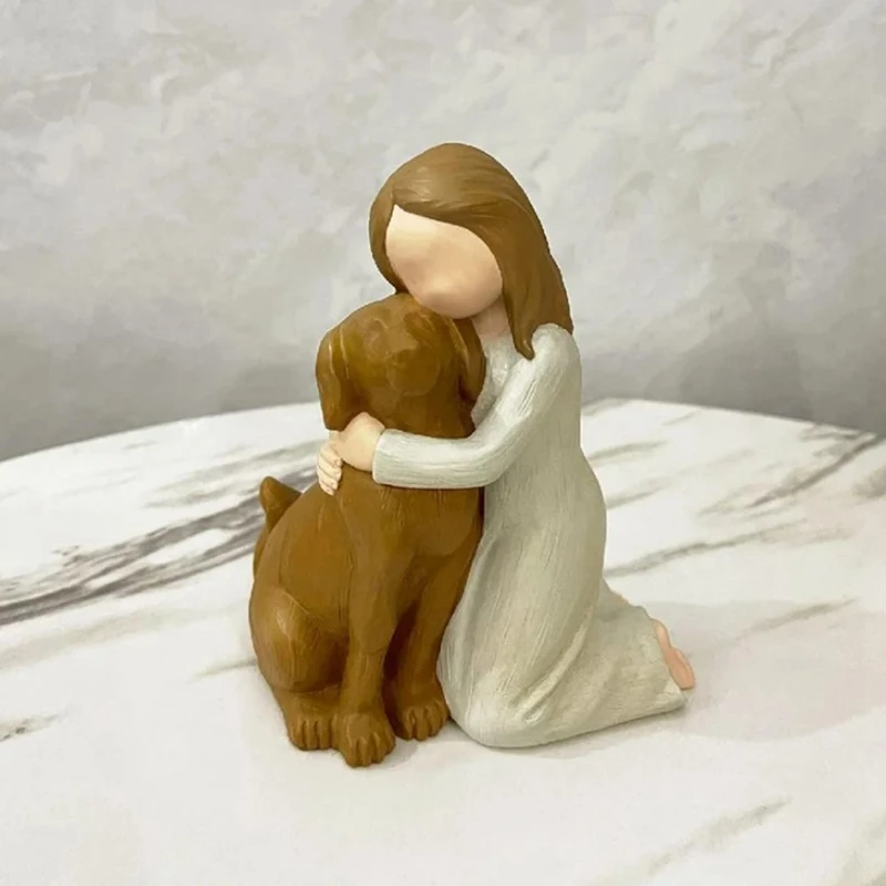 Love My Dog Figurines Statues, Dog Angel Friendship Remembrance Gifts,Sculpted Hand-Painted Figures For Dog Lovers