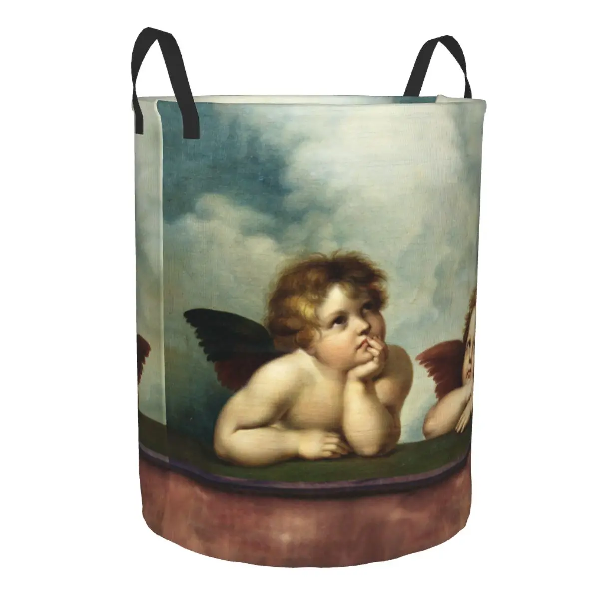 Custom Vintage Aesthetic Renaissance Angels Laundry Basket Foldable Large Clothes Storage Bin Cherub Wings Baby Hamper