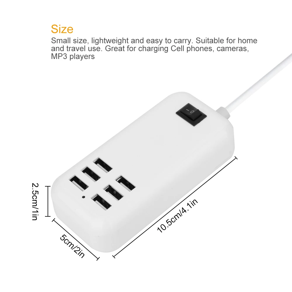 สีขาวสี5V 20W USB Fast Charger US EU ปลั๊ก6พอร์ต Travel Adapter สำหรับ Iphone 13X6 Xiaomi Note Pro Tablet PC