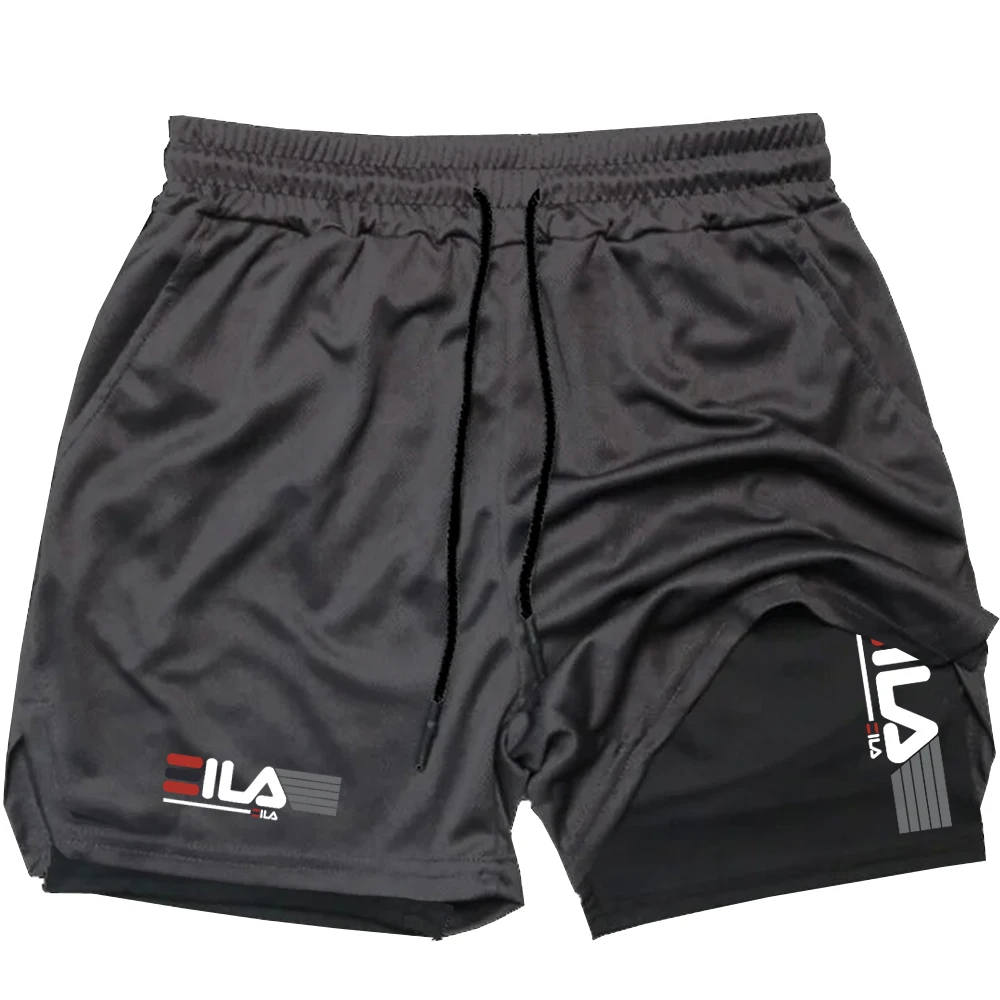 Shorts esportivos masculinos 2 em 1, shorts de corrida, academia, fitness, treinamento, corrida, roupas astronômicas