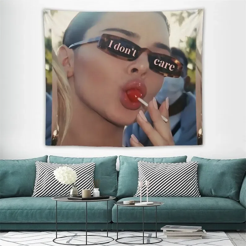 Kendall Jenner I don’t care Tapestry Poster Wall Hanging, Boutique Art Wall Hanging Tapestry for Living Room Bedroom Home Decor