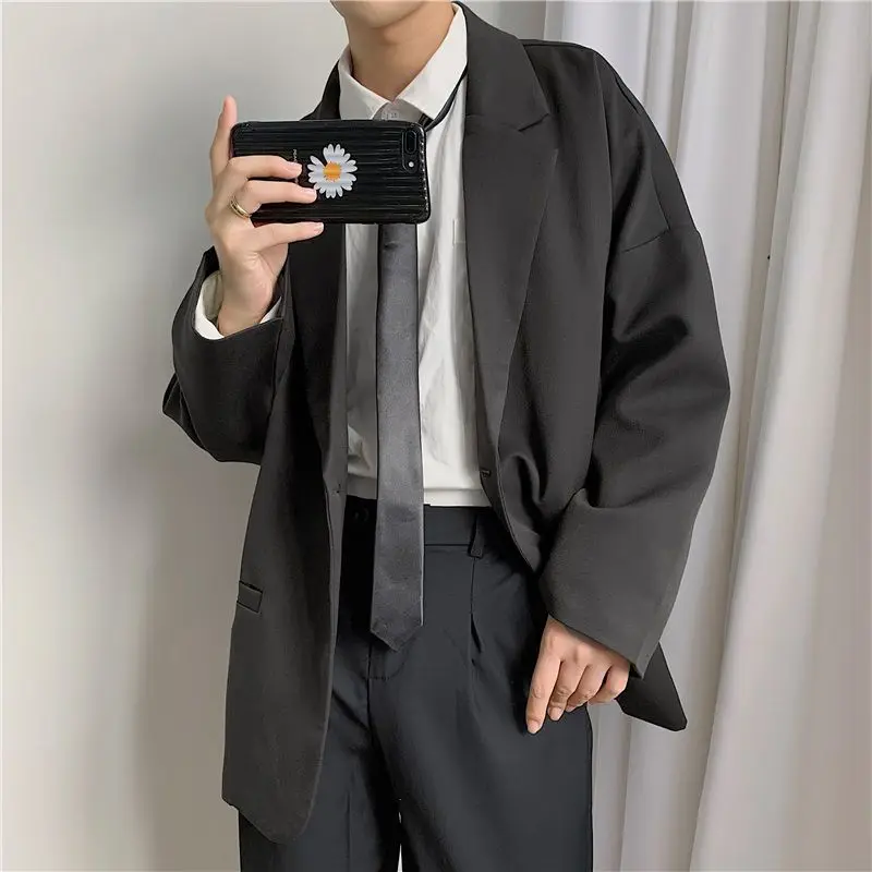 Coat Long Gray Korean Style Clothes Menswear Male Blazer Classic Original Spring Clothing Men\'s Suit Jackets New in Fashion 2024