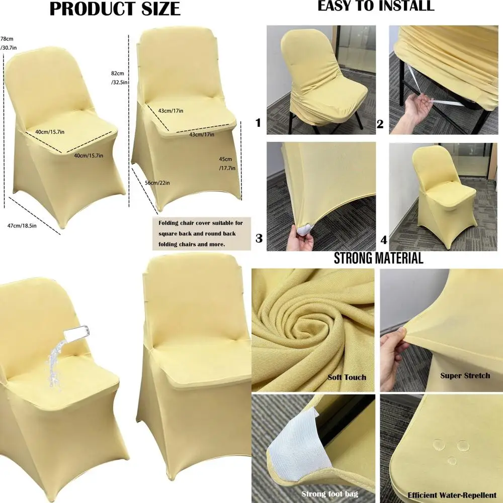 

Чехлы на стулья из спандекса цвета шампанского — 40 шт., водонепроницаемые, эластичные, для свадеб, вечеринок и мероприятий