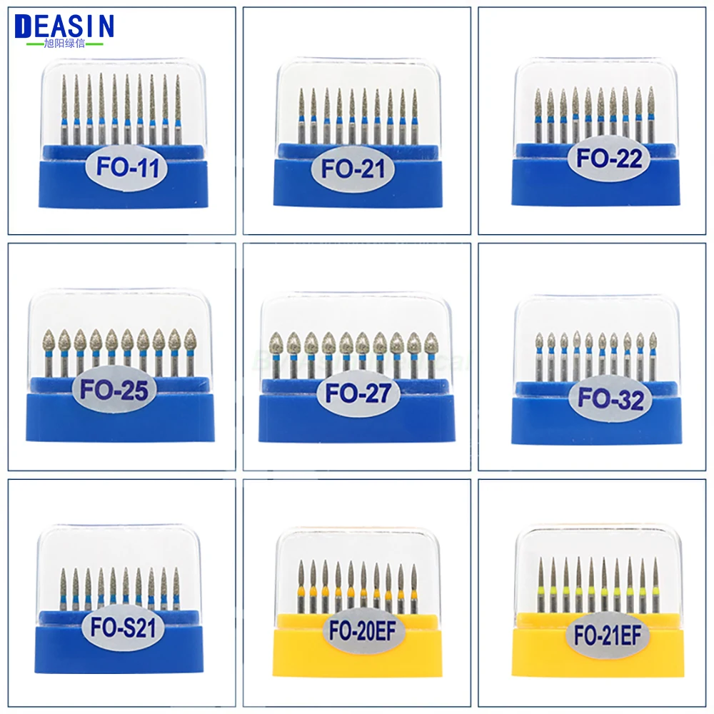 10pcs/Set Dental Diamond Burs 1.6mm for Teeth Porcelain Ceramics Composite Polishing Lab Material FO Series