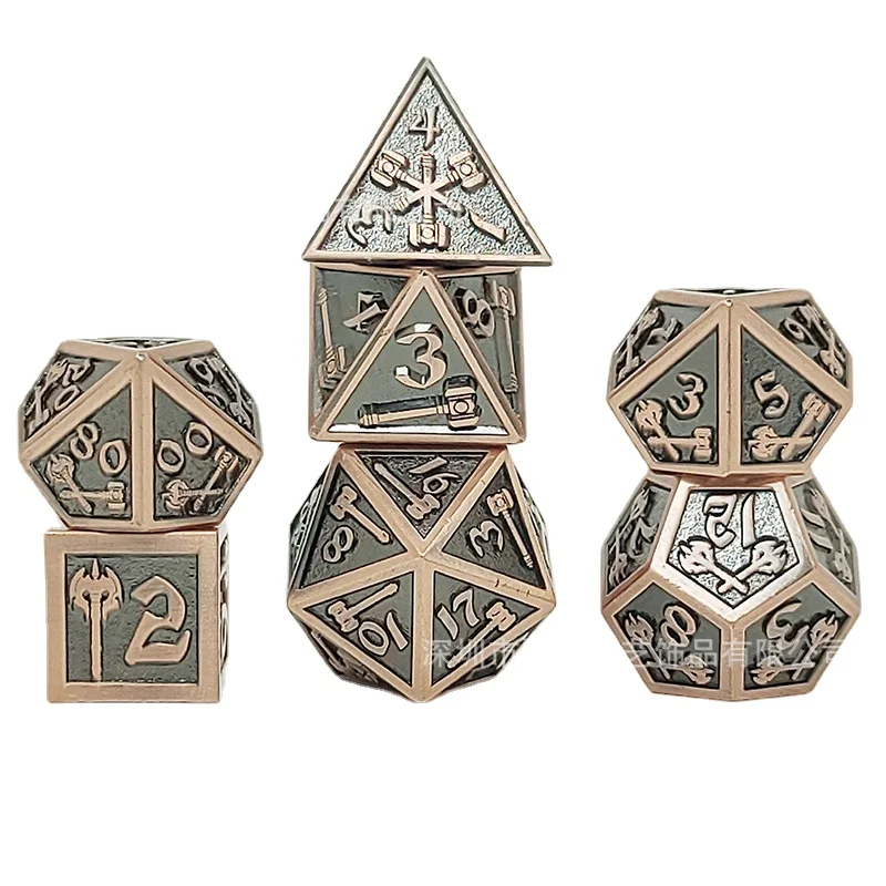 7Pcs/set Foreign Trade New High-grade Dragon Hollow Metal Dice Board Game Dice