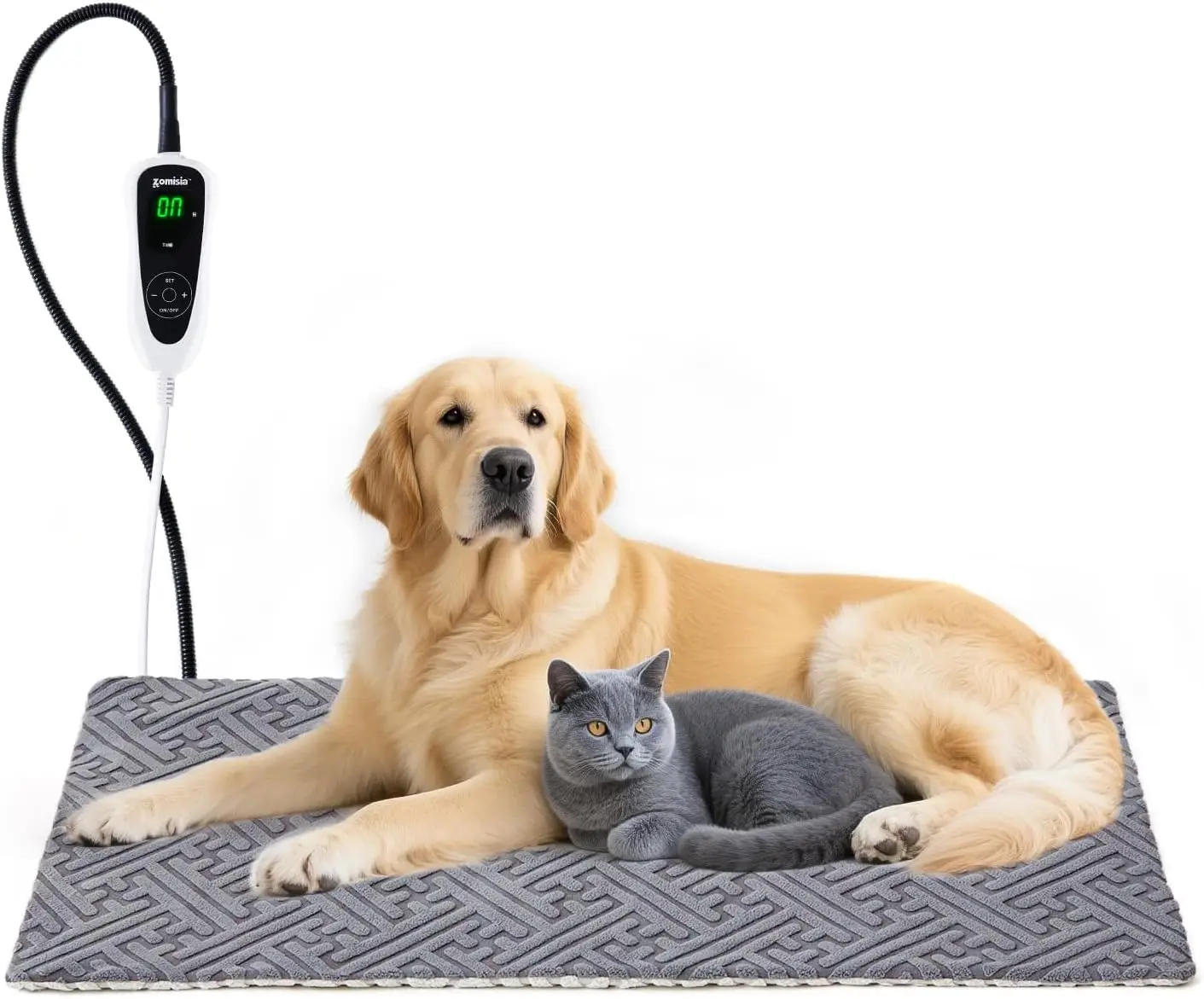 

Большая грелка для собак 35x24 дюйма, с регулируемой температурой и таймером, водонепроницаемая, с устойчивым к перегрызанию шнуром