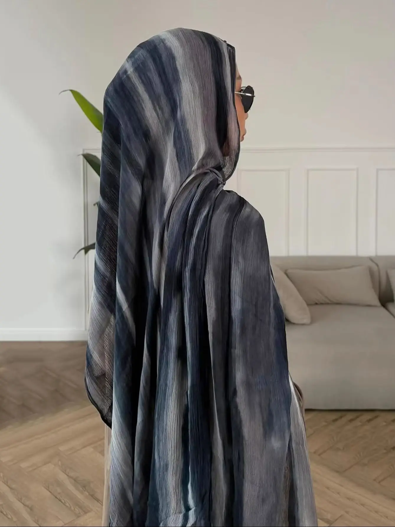 Muslimischer Batik-Hijab Premium Kopftuch Weicher Atmungsaktiver Hijab für Frauen Farbverlauf Baumwolle Viskose Modal Hijab Femme Musulman – Detail 7