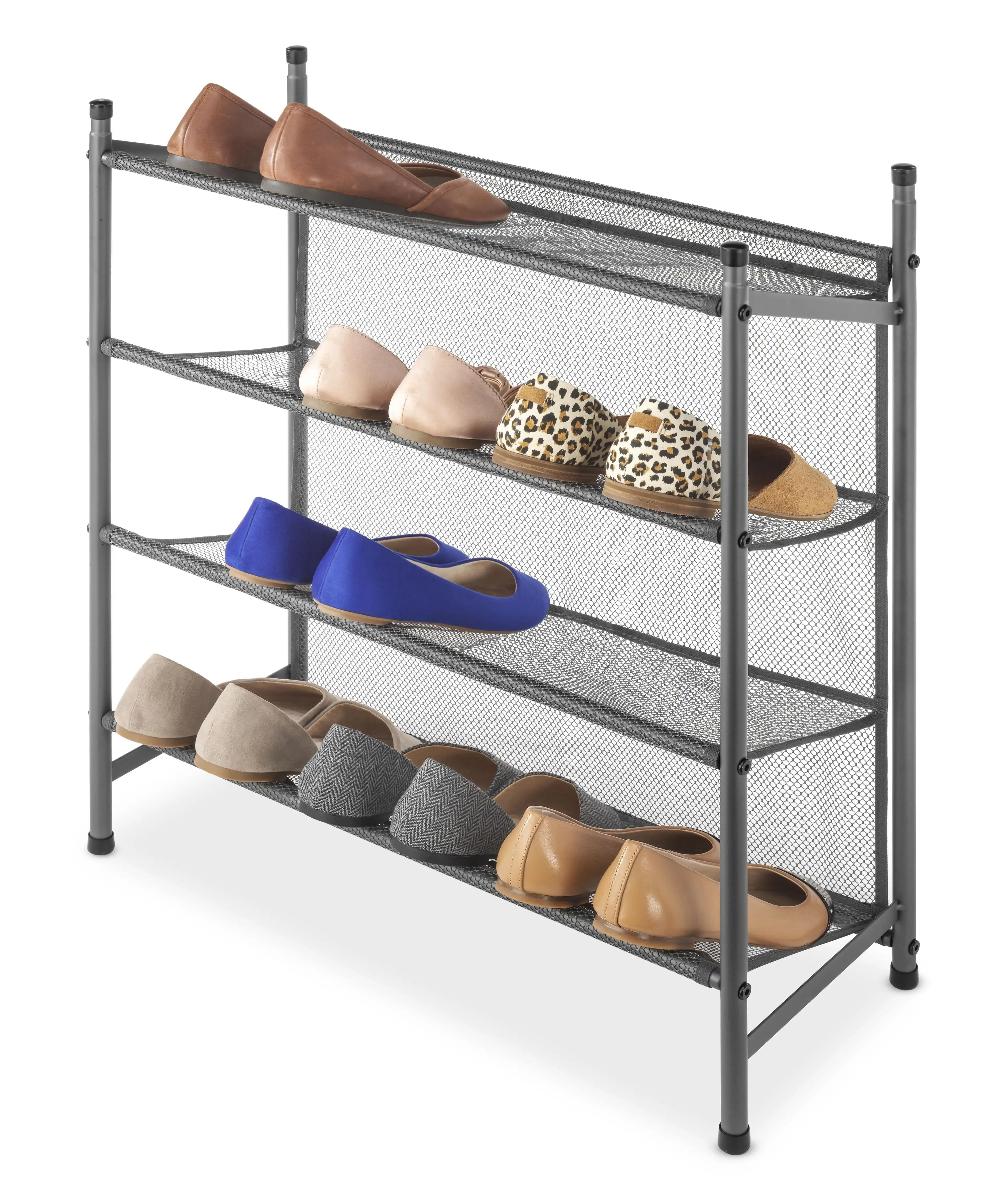 

Metal & Mesh 4-Tier Shoe Rack - Gunmetal Gray