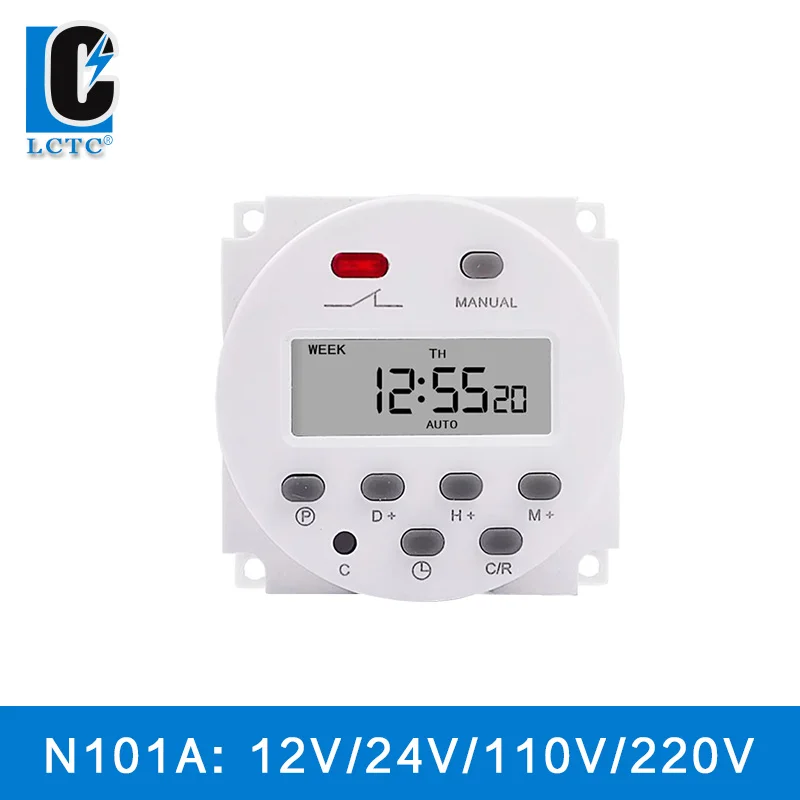 LC Timer Relay CN101A Digital Microcomputer LCD 220 VAC 12 V 24 VDC 110  cyclic timer Time switch electric digital timerswitch