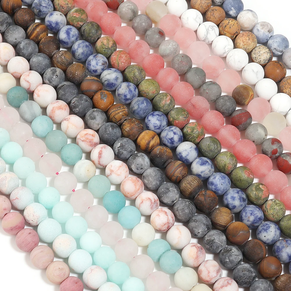 36-60 Stück 6/8/10mm Runde Matte Natursteinperlen Amazonit Türkis Quarz Lose Perlen DIY Armband Halskette Schmuckherstellung – Detail 6