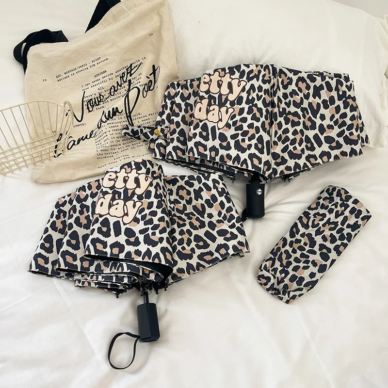 Leopard Umbrella Cartoon Fashion Smart Umbrella Full Automatic Brand Plegable UV Protection Sun parasol portatil