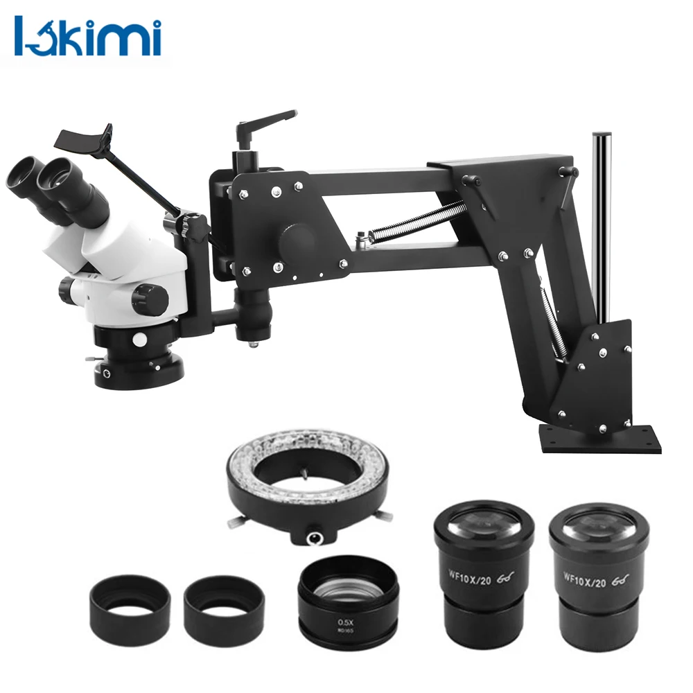 

Lakimitools Binocular Stereo Microscope, 7X-45X Magnification, Spring Bracket, LED Light,LK-MS01A