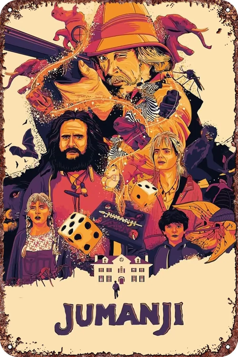 Jumanji معدن خمر تين تسجيل الفيلم المشارك بار مطعم الجدار الديكور خمر مستوحاة علامة معدنية 12x8 بوصة #1